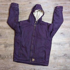 Berne purple fleece lined canvas jacket work coat